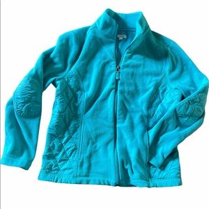 Talbots Petite Quilted Fleece Jacket Sea Green M